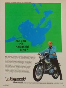 1968 Kawasaki Samurai 250cc MOTORRAD DRUCK ANZEIGE JAPANISCHE KUNST VERSAND KOSTENLOS LOT B29 - Bild 1 von 2