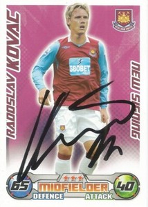 RADOSLAV KOVAC SIGNED WEST HAM 2008/2009 MATCH ATTAX TRADING CARD+COA