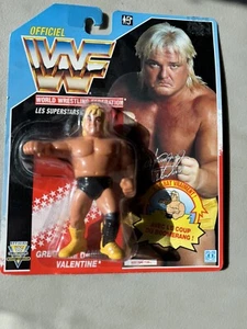 WWF Vintage Wrestler Hasbro French Blue Card GREG The Hammer VALENTINE 1991 MOC - Picture 1 of 5