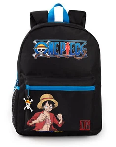 Mochila One Piece Negra Estampada Frontal Unisex Niños - Imagen 1 de 8