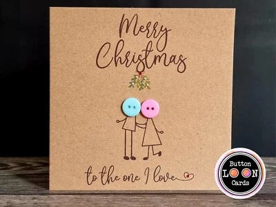 Handmade & Personalised Couple Christmas Card Love Husband Wife Partner ANY TEXT
