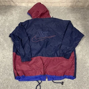 Vintage Nike Rare 1980s XL Hoodie Track Jacket Blue Red Tag OG 80s - Picture 1 of 9