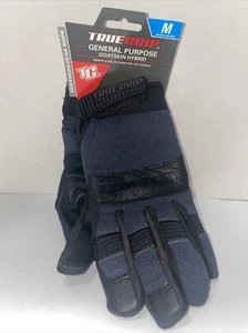 TRUE GRIP, Hybrid Leather Work Gloves, Goatskin/Spandex, Black, Men's Medium - Picture 1 of 2