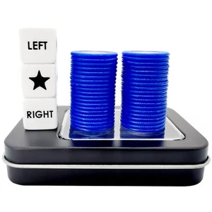 Dadi Centro Sinistro Destro Gioco Prime Set con 3 Dadi + 40 Chips (Blu) - Foto 1 di 4