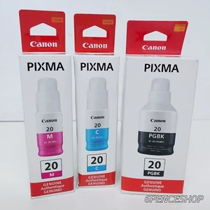 3-PK Canon 20 Black/C/M Ink Cartridge (GI-20 PGBK/C/M) - Picture 1 of 3