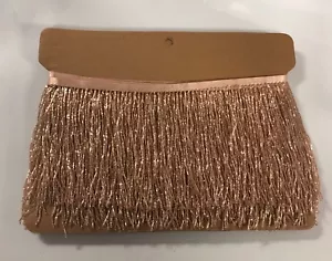 5yd Bolt 6.5 / 6 "ROSE GOLD Glass BUGLE Bead Beaded Fringe Lamp Costume Trim - Imagen 1 de 2