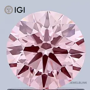 IGI Certified 0.81 Carat Fancy Intense Pink VVS1 Round Cut CVD Lab Grown Diamond - Picture 1 of 18
