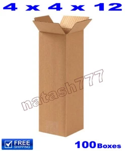 100 - 4x4x12 Cardboard Boxes 32-ECT Mailing Packing Shipping Corrugated Carton - Picture 1 of 1