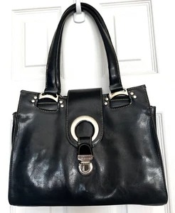 CHENSON Black Leather Structured Double Handle Shoulder Bag Case VINTAGE 3144 - Picture 1 of 12