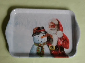 Ambiente 1x Tablett Schneemann Weihnachtsmann Melamin 13 x 21 cm Weihnachten - Bild 1 von 2
