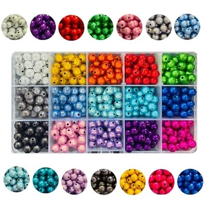 Una caja de 8 mm 525 piezas (35 piezas x 15 colores) cuentas milagrosas acrílicas ilusión 3D - Imagen 1 de 5