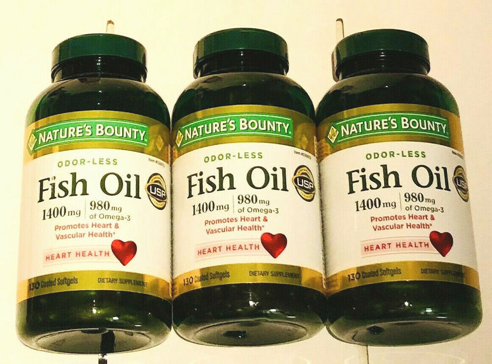 Nature's Bounty Fish oil 1400mg, 980mg of Omega-3, 130 Softgels Each, (3-Pack)