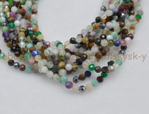 Wholesale 10 Strands Natural 2mm Faceted Mixed Gemstone Round Loose Beads 15'' - Picture 1 of 10