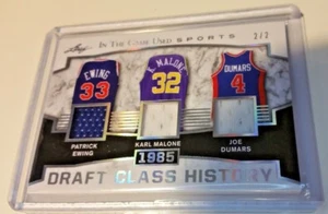 Patrick Ewing Karl Malone Joe Dumars - 2018 Leaf In The Game Used Jerseys #d 2/2 - Picture 1 of 3