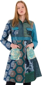 €229 DESIGUAL sz 40 / S? COAT FLORAL PATCHWORK ZIP THIN MULTICOLOR GEOMETRIC 21 - Picture 1 of 11