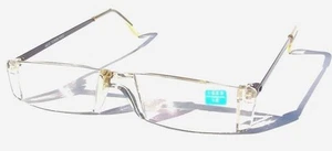 Gafas de lectura vintage años 90 pequeñas rectangulares sin montura medio marco +1,50 (marrón) - Imagen 1 de 3