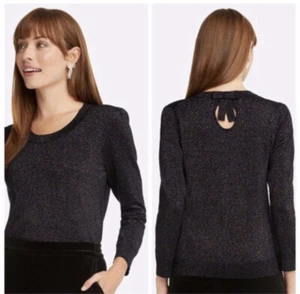 Draper James Glitter Scoop Neck Black Sweater Women’s M - Picture 1 of 12