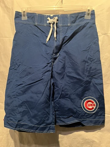 Chicago Cubs Board Shorts Mens L Genuine Merchandise Blue Red Swim 9" Inseam EUC Cover