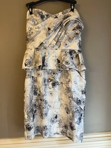 Vestido Mikael Aghal Capas Peplum Floral Blanco y Blanco Talla 8 - Imagen 1 de 13