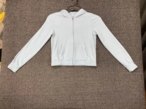 Abercrombie Kids Zip Hoodie Size 13/14 Light Blue Full Zip Ribbed Hem Pockets - Picture 1 of 8