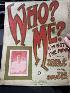 1907 11x14 Ragtime Song WER? ICH? Noten von Ted Snyder - Bild 1 von 2