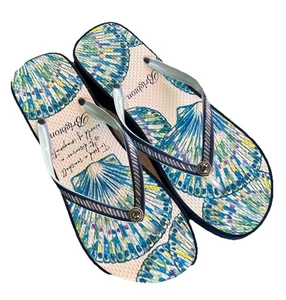 Damen-Flip-Flops 9 Brighton Surf blau bunt Surfen Strand Sommer Schmuck 2"-Sohle - Bild 1 von 10