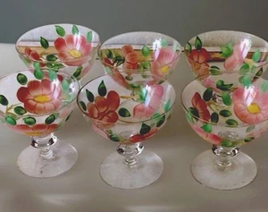 Set of 6 Franciscan Desert Rose Hand-Painted STEMWARE Glasses Crystal Sherbet - Bild 1 von 7