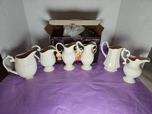 Home Essentials Cream Color ceramic pitcher Set New In Box 6 Piece Set Pitchers - Picture 1 of 13