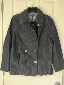 Polo Ralph Lauren jeans denim lavaggio scuro doppiopetto pavone jeans giacca media - Foto 1 di 24
