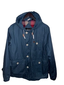 Farah Vintage zip up button up hooded rain jacket Teal Medium EUC - Picture 1 of 7