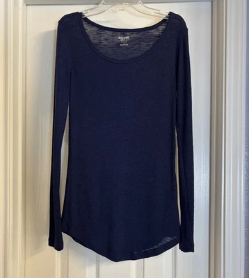 Женский темно-синий термобелье с длинным рукавом Mossimo Supply Co. трикотажный ребристый топ размер S - Изображение 1 из 4