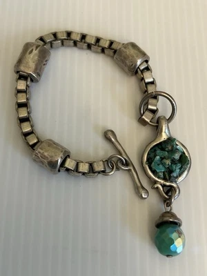 Pulsera enchapada en plata 925 moneda judía romana tallada turquesa - #366 Foto 1 de 4