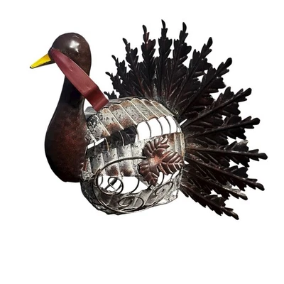 Rustic Metal Turkey Sculpture Autumn Harvest Tabletop Thanksgiving Decor - Image 1 of 4