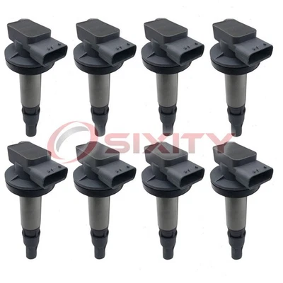 8 pc Hitachi Ignition Coils for 2004-2009 Jaguar XJR 4.2L V8 Spark Plug Wire iw - Image 1 of 4