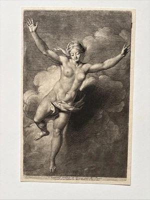 Antique Engraving Female Nude in Clouds Bernard Picart after Walraven Collection - Image 1 of 4