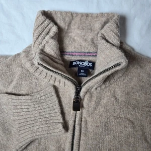 Maglione Bonobos slim fit lana uomo piccolo 1/4 zip pullover marrone 100% lana agnello - Foto 1 di 6