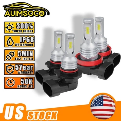 KIT de 4 bombillas LED de haz alto bajo blanco brillante A+ para Saturn L200 2003 Foto 1 de 4