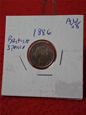 Great Britain 1886 SILVER 3 PENCE AU QUEEN VICTORIA                     #MF-5026 - Image 1 of 3