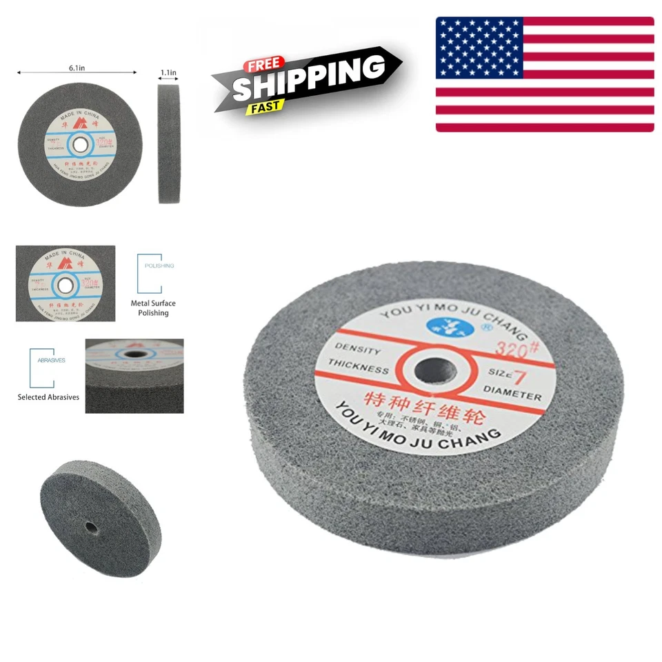 Roda de moedor de bancada de 6 polegadas com carboneto de silício cerâmica nylon abrasivo 320 grãos - Imagem 1 de 4