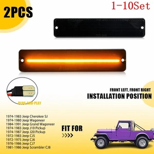 Smoked LED Front Side Marker Lights for Jeep CJ5 CJ6 CJ7 CJ8 SJ Wagoneer 1-10Set - Picture 1 of 15