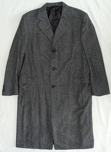 Canali 100% Pure Cashmere Italian OverCoat Top Coat Size US 48L Houndstooth Gray - Picture 1 of 9