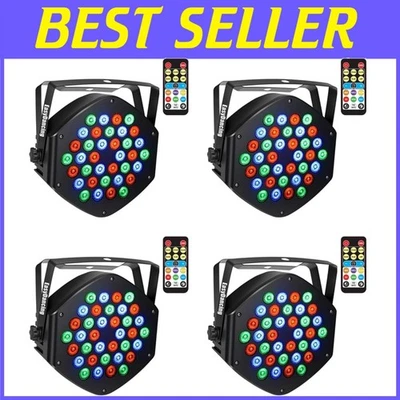 Dimmable 36W LED Par Light Set with Remote - 4pcs for Stunning Stage Effects - Image 1 of 4