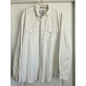 Tommy Bahama White Textured Stripe Long Sleeve Button Up Shirt Mens Sz XXL Beach - Picture 1 of 6