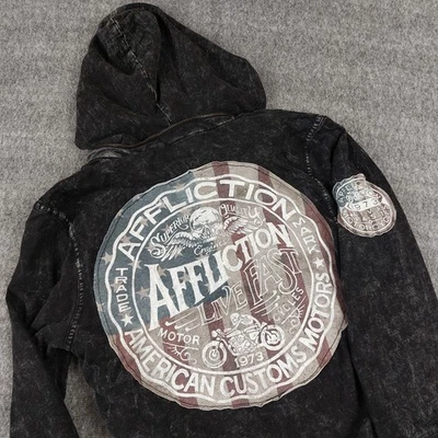 Affliction Womens Size Medium Americans Custom Motorcycles Black Hidden Hoodie - Image 1 of 4