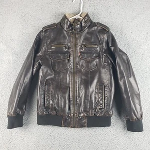 Levis Faux Leather Sherpa Jacket Youth Large (12-13 Yrs) Brown Trucker - Picture 1 of 10