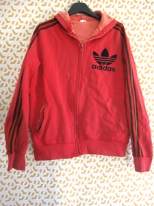 Veste Adidas capuche Ventex Trefoil Rouge ciel 70'S Vintage Jacket tracksuit - M - Foto 1 di 13