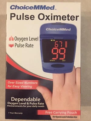 NUEVO Oxímetro de Pulso ChoiceMMed Punta de Dedo Números Sobredimensionados Pulso Oxígeno Nivel Foto 1 de 4