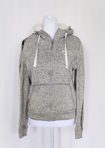Reebok Hoodie Womens Small Gray Zip Up Tape Sleeve - Picture 1 of 6