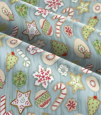 Susan Winget Galleta Navidad Tela FQ HY BTY Adornos Santa Claus Caramelo Foto 1 de 3