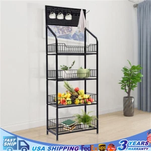 Metal Garage Shelving 4-Tier Storage Shelf w/ 5 Hooks19.6"Wx10.6"Dx55"H Rack - Picture 1 of 18